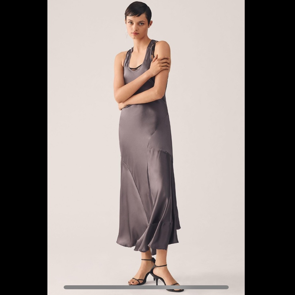 By Anthropologie 100% Silk Gray Dress